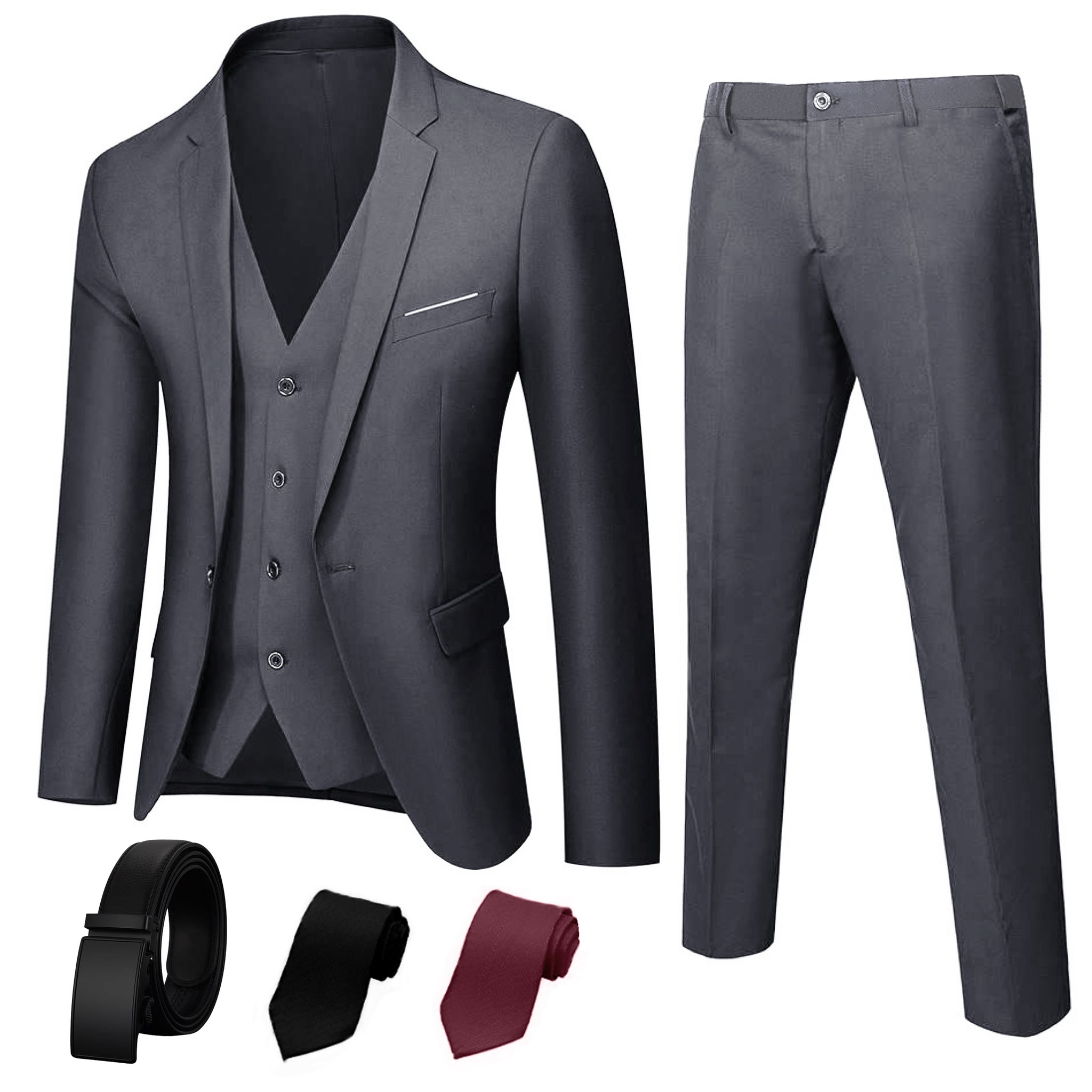 Suit King - 3 Piece Men's Suit, Slim Fit Stylish Jacket, Pants, Vest,